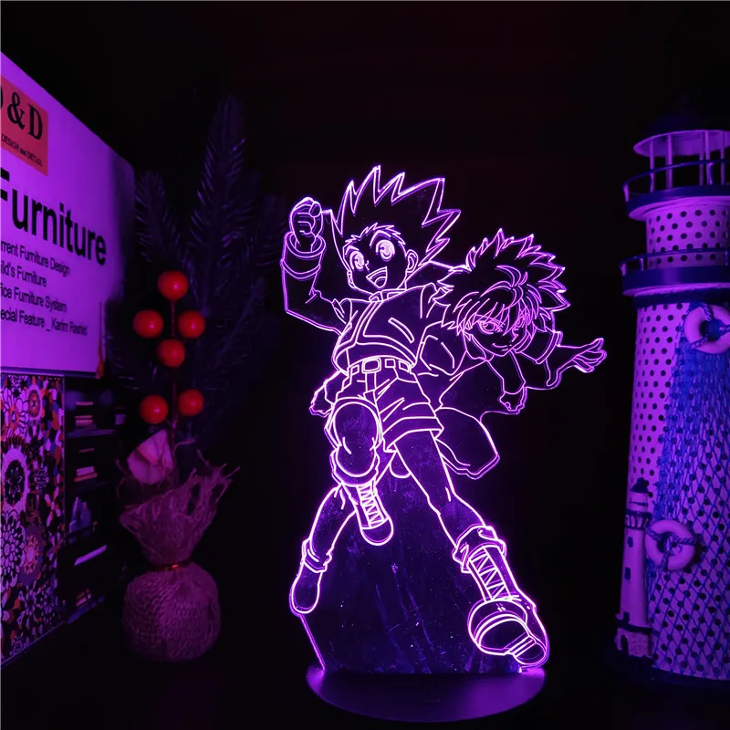 

Hunter X Hunter светодиодный светильник Гон и хоть 3D ночной Светильник аниме Рисунок Lampara манга украшения Lampara HXH Декор Светильник Инж