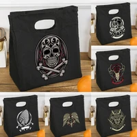 womens lunch bag diner container thermal bento pouch picnic black lunchbox skull series tote food storage handbag clutches