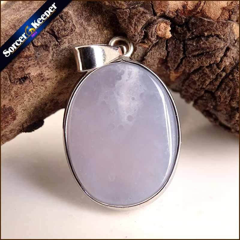 A+ Real Natural Gem Stone Blue Chalcedony Agates Cabochon Beads Crystal Necklace& Pendant Women Accessories bijou Jewelry TS773