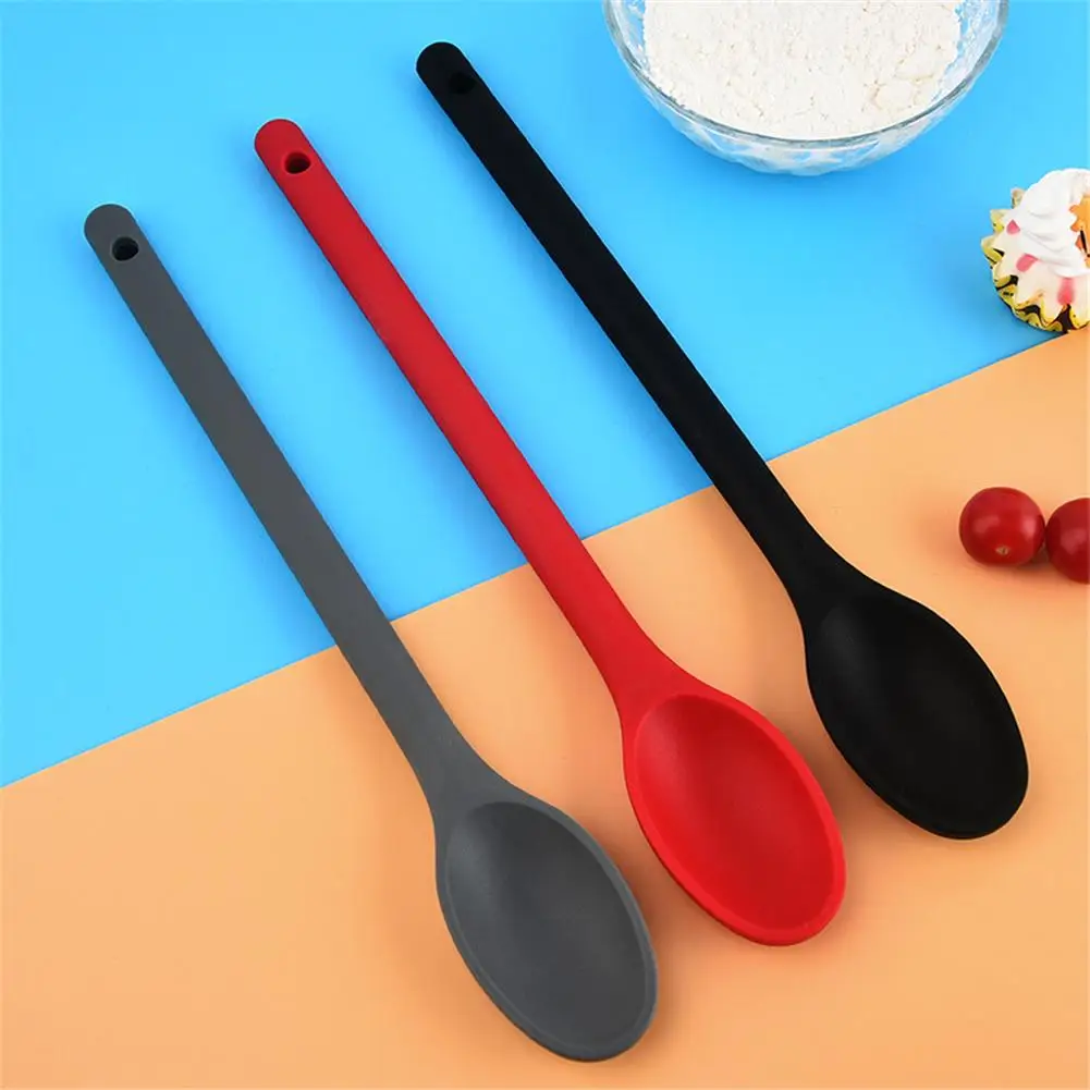 

1 PCS Silicone Tableware Spoon Kitchen Cooking Integrated Durable Spoons For Food Stirring Restaurant Hotel Kitchen Accessories