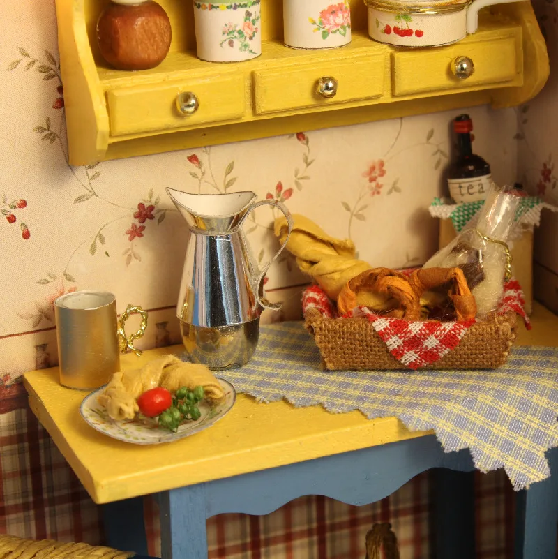 

DIY Picture Photo Frame Dollhouse Leisurely Lunch Handmade Craft Assembling Creative Gift Wooden Furniture Kit Miniatures Doll