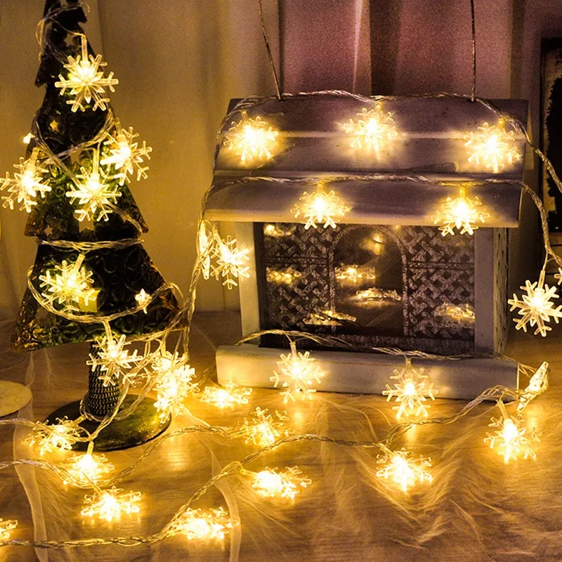 Распродажа Рождественская Декоративная гирлянда со снежинками светодиодная на