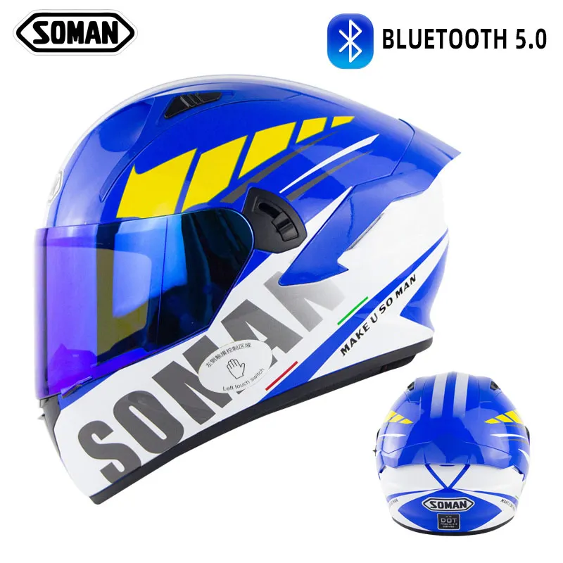 

Motorcycle Helmets DOT Approval Full Face Casque Moto Built-in Bluetooth Touchable Capacete De Moto Motocross Helmet Predator