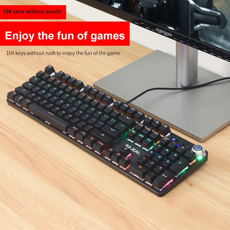 

Gaming Mechanical Keyboard 104 Keys USB Wired Blue Switch Gaming Mechanical PC Keyboard For Tablet Desktop Gamer Keyboards