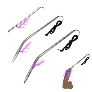 Электрическим током Би Полярный Металл Нержавеющая сталь Мужской пенис пробка уретральный катетер расширитель медицинский Электро секс-игрушка эротическая для мужчин