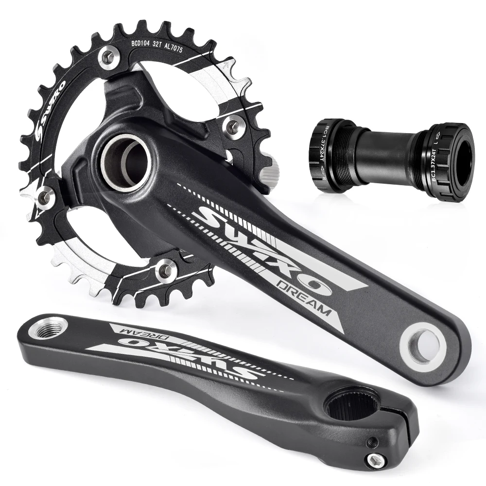 SWTXO MTB Crankset 104BCD Crown 170mm Cranks 32/34/36/38/40/42/44/46/48/50/52T Sprocket with Bottom Bracket Mountain Bicycle | Спорт и