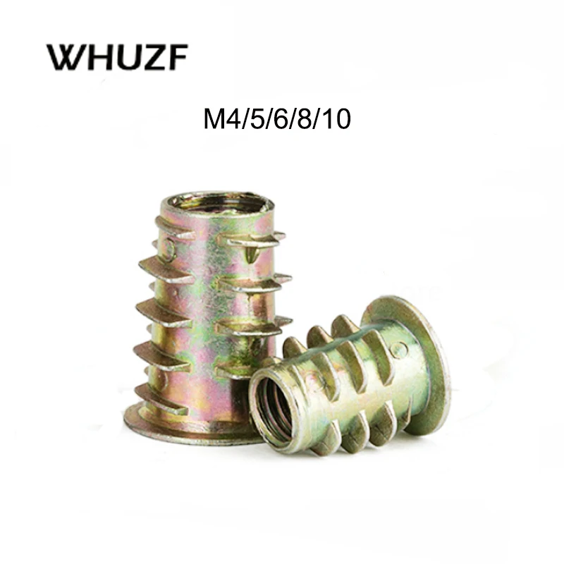 

WHUZF Free Shipping 100Pcs M4 M5 M6 M8 M10 Zinc Alloy Thread For Wood Insert Nut Flanged Hex Drive Head Furniture Nuts HW058