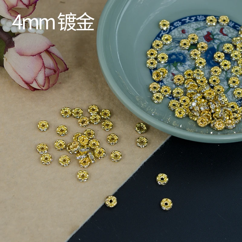 100 шт. 4/6/8/10 мм золото/посеребренные серьги с кристаллами Стразы круглые бусины