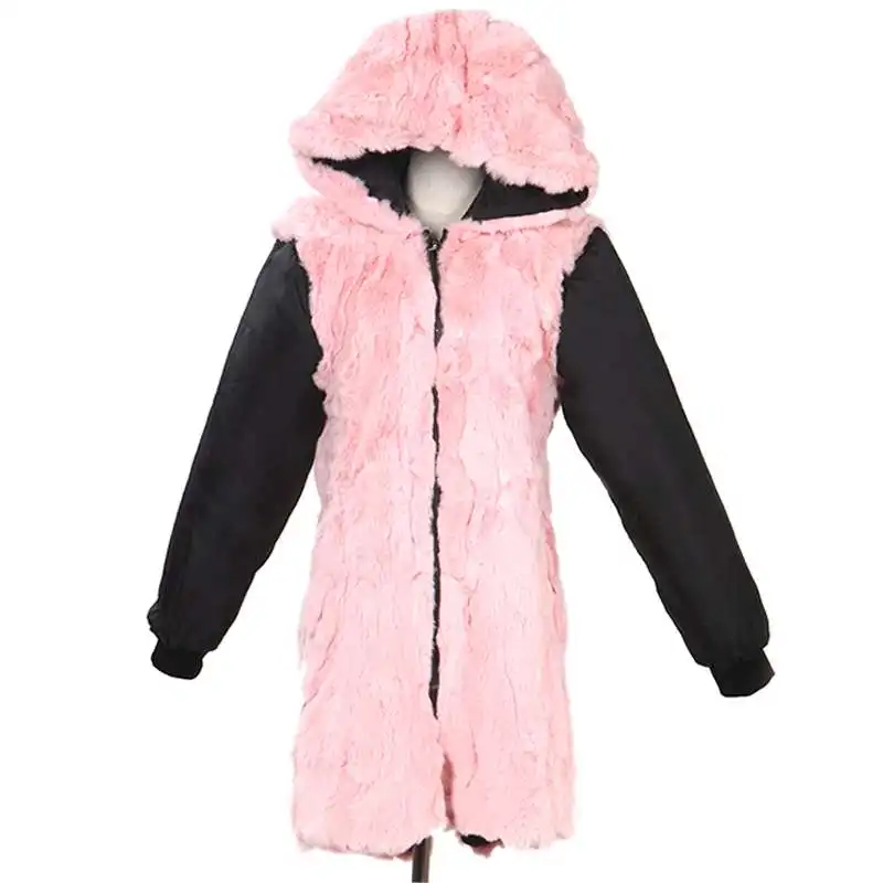 

Real Fur Coat Winter Jacket Women Rabbit Fur Parka Only Fur Inner Liner Does Not Contain Fur Collar Outer Shell Hooded Thickness
