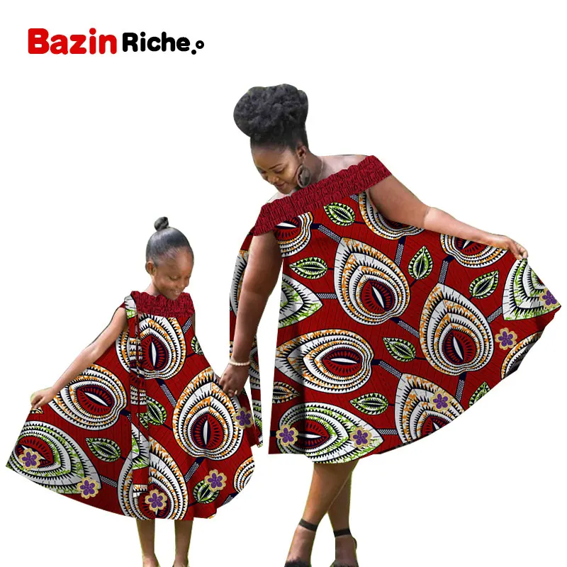 Платья для матери и дочери 2021 популярного типа трапециевидного силуэта с