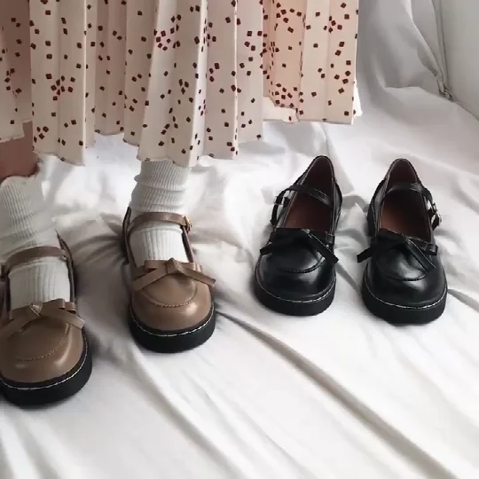 JK/маленькие кожаные туфли Женская летняя однотонная обувь в стиле ретро японском
