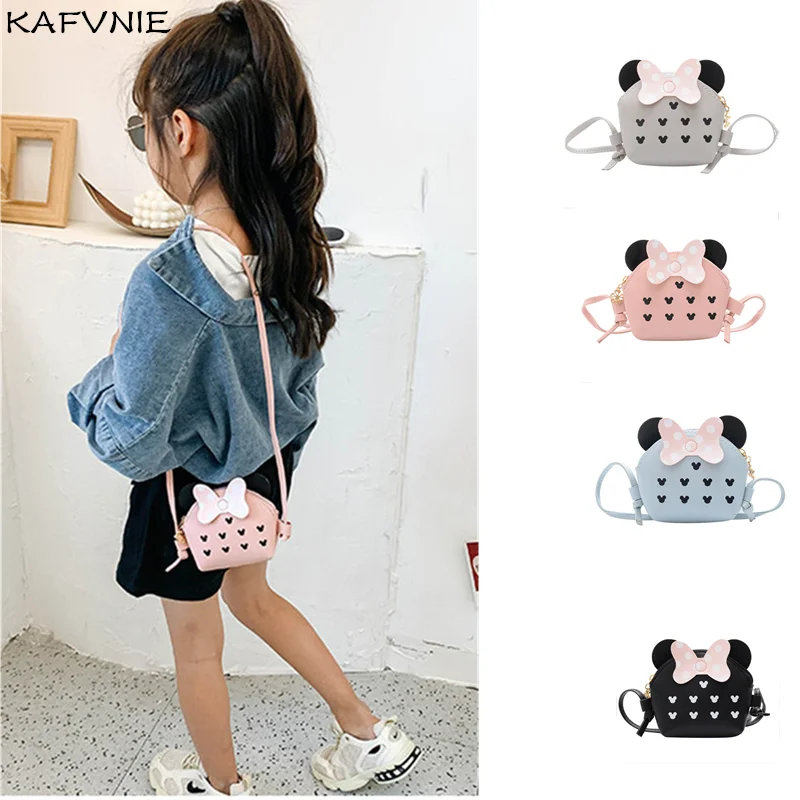 Детская сумка из искусственной кожи на плечо с милым Микки бабочкой черная