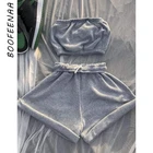 Спортивный костюм BOOFEENAA Женский, хлопковые шорты с завышенной талией и завязками, комплект из 2 предметов, летний комплект C87-CG30