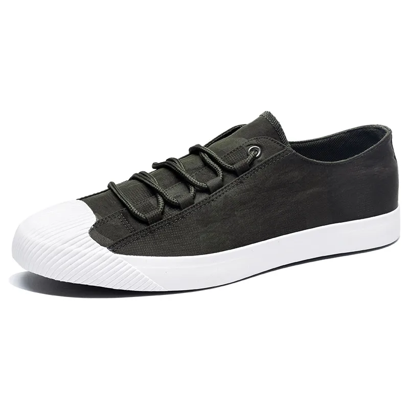 

Men's Black Canvas Shoes 2019 Autumn New Casual Shoes Korean Version Of The Trend Of Wild Leather Low Help Men's Shoes