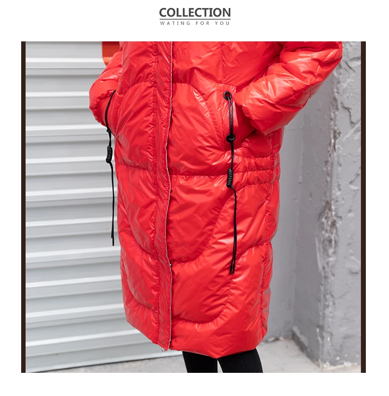 Женская зимняя куртка на белом утином пуху свободная длинная парка украинское