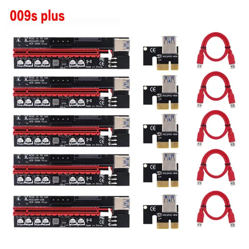 

Pcie Riser 009s Plus Express 1X To 6X VER 009S Plus Cabo Riser Extender Adapter Video Card 009S PCI-E Riser For BTC Mining Miner