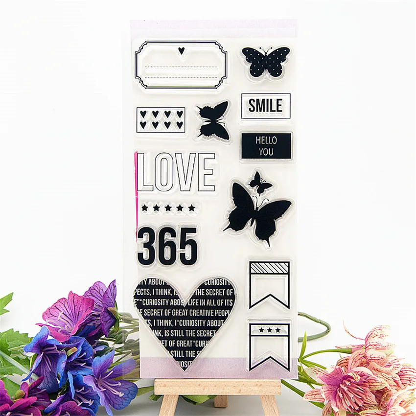 Прозрачные силиконовые штампы 10x20 см с изображением бабочки роликовые сделай сам