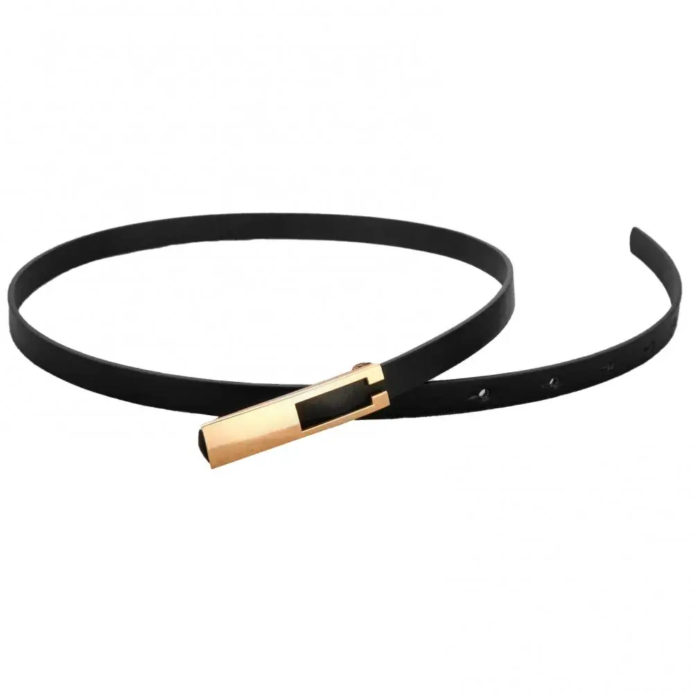 

New style Women Belt Faux Leather Solid Color Slim Belt Metal Buckle Pin Waistband Strap Casual Dress Accessories