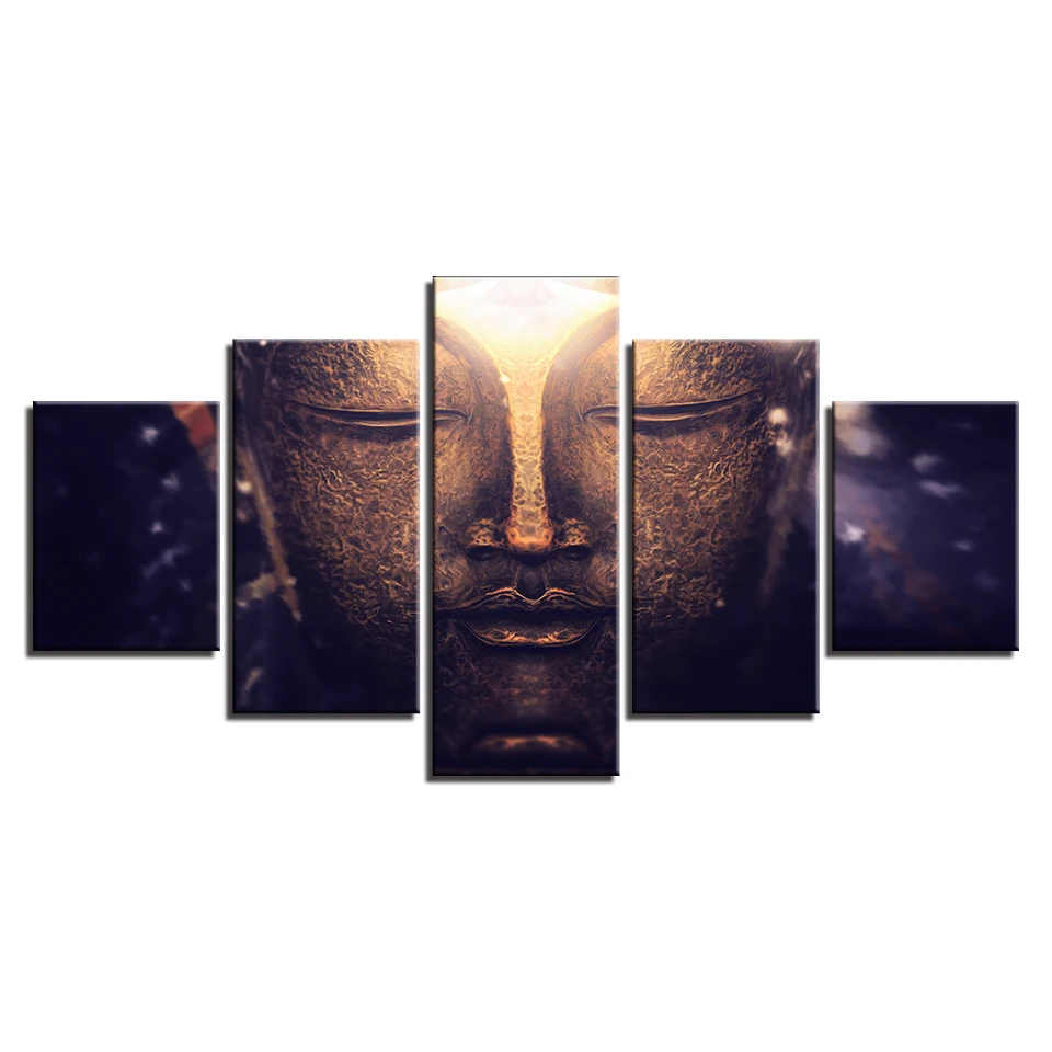 

Modern Wall Art Canvas HD Printed Oil Painting Frame Modular Poster 5 Pieces Buddha Buddhism Portrait Pictures Home Decoration