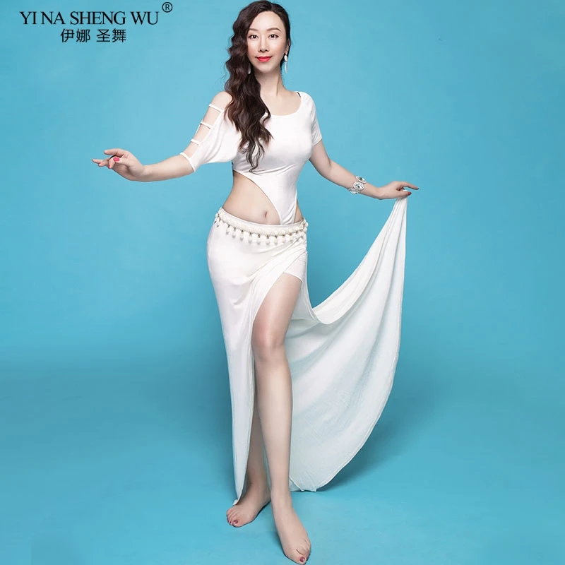 

New Oriental Dance Women Belly Dance Costume Practice Set Sexy Split Slim Modal Dress Suits Show Top+skirt 2pcs Team Dancewear