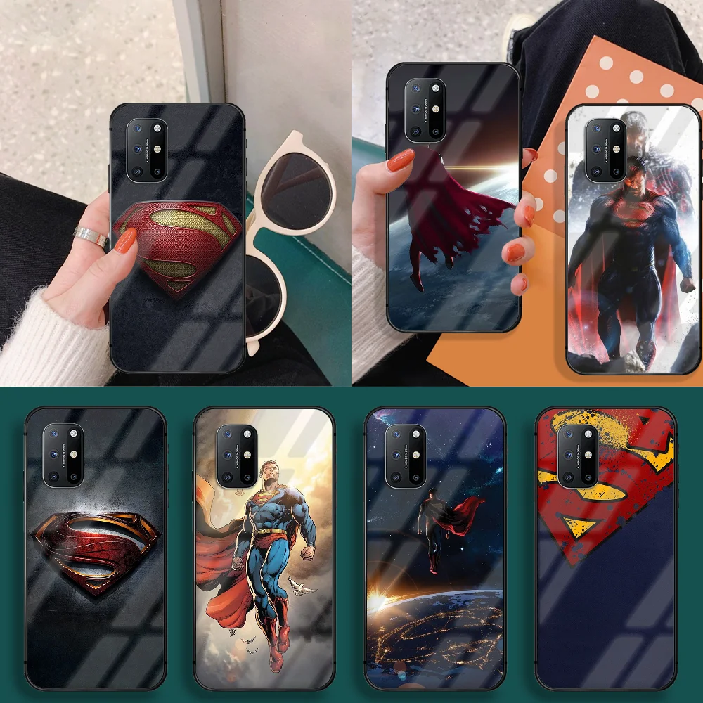 

S-Super Hero Phone Tempered Glass Case Cover For Oneplus 5 6 7 8 9 T Pro Nord Shell 3D Prime Black