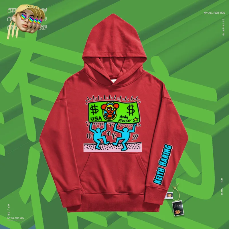 Осенняя одежда свитер шалость хип хоп классический свободный балахон Кит Харинг