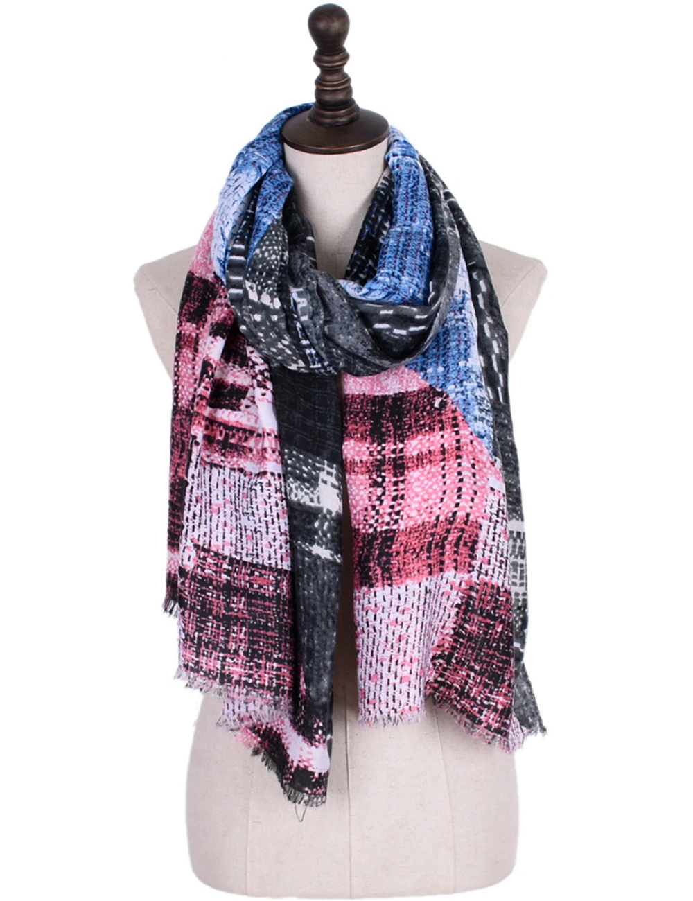 Новый зимний женский винтажный шарф клетчатый теплый кашемировый жилет Пашмина