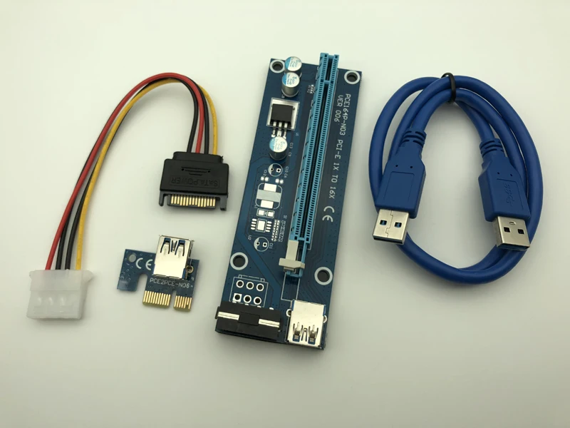 PCIE Riser USB 3.0 PCI E Express Райзер карта 1X 4x 8x 16x Расширитель адаптер SATA 15pin к 4pin кабель