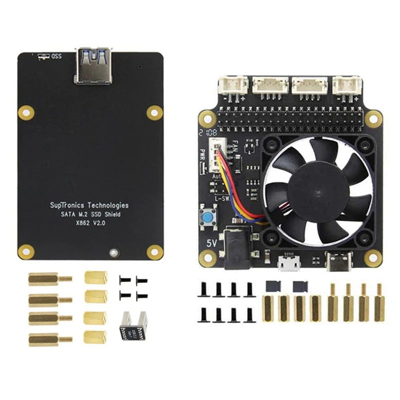 

X862 V2.0 Expansion Board Supports M.2 NGFF with X735 V2.5 Power Management&PWM Cooling Fan Board for Raspberry Pi 4B
