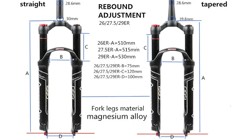 Himalo Bicycle Fork Magnesium Alloy Mtb 