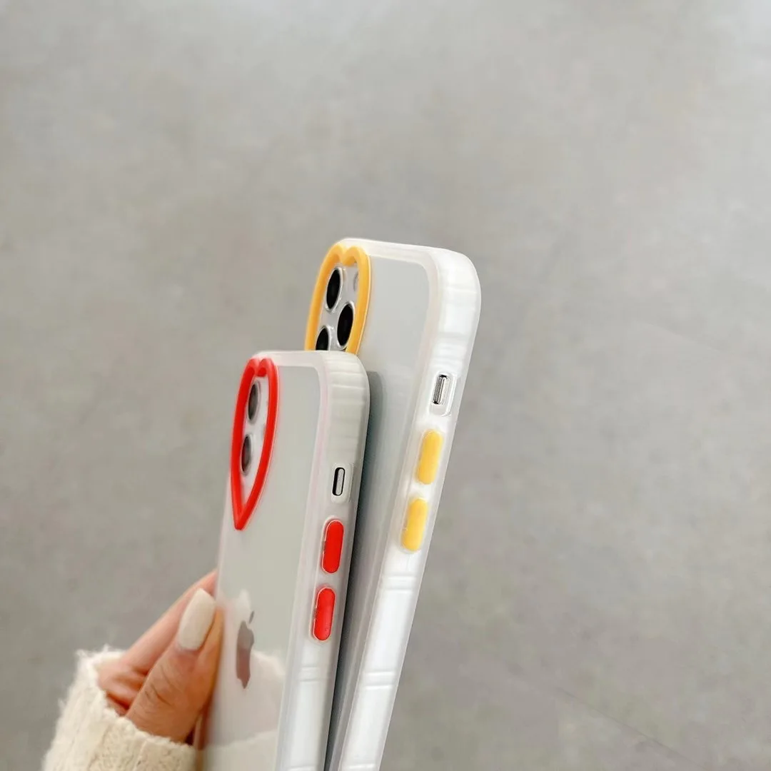 

NEW Love Heart Candy Lens Phone Case for IPhone 11 12 Pro Mini Max 7 8 Plus X XS XR SE2020 Transparent Protective Soft TPU Cover