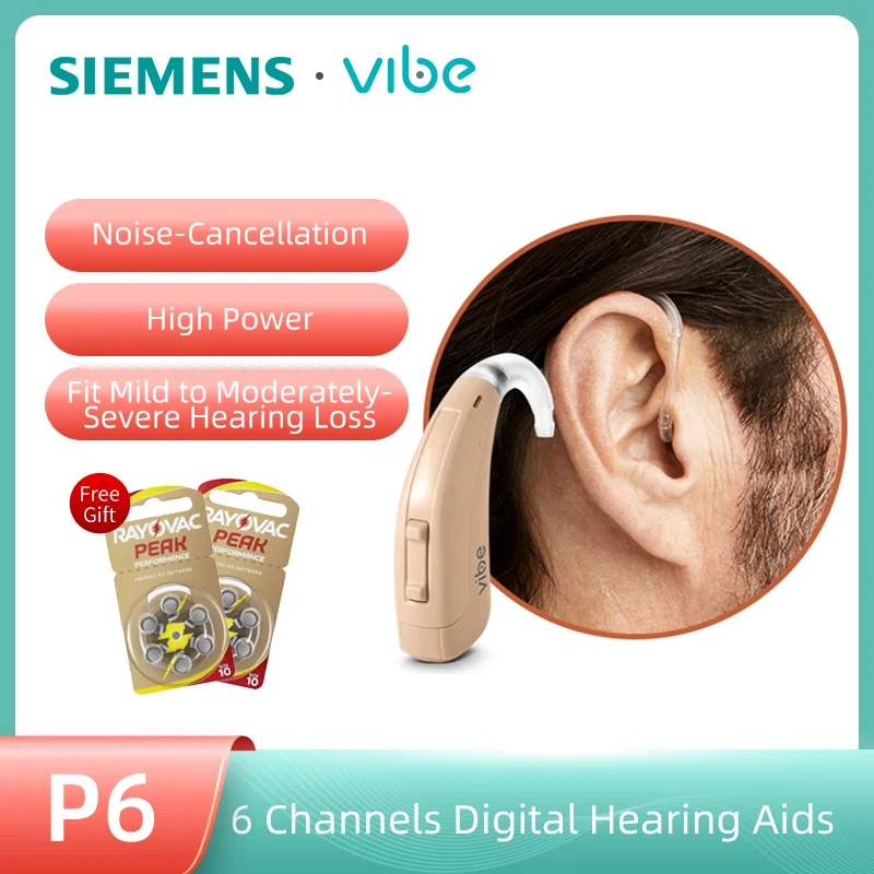 

Высокомощный слуховой аппарат Siemens Vibe для мягкой и тяжелой глубины, 6-канальный цифровой слуховой аппарат для пожилых людей, усилитель звука...