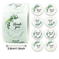 500pcsroll 3 8cm green grass thank you round cute stickers for diary scrapbook gift decoration stationery sticker