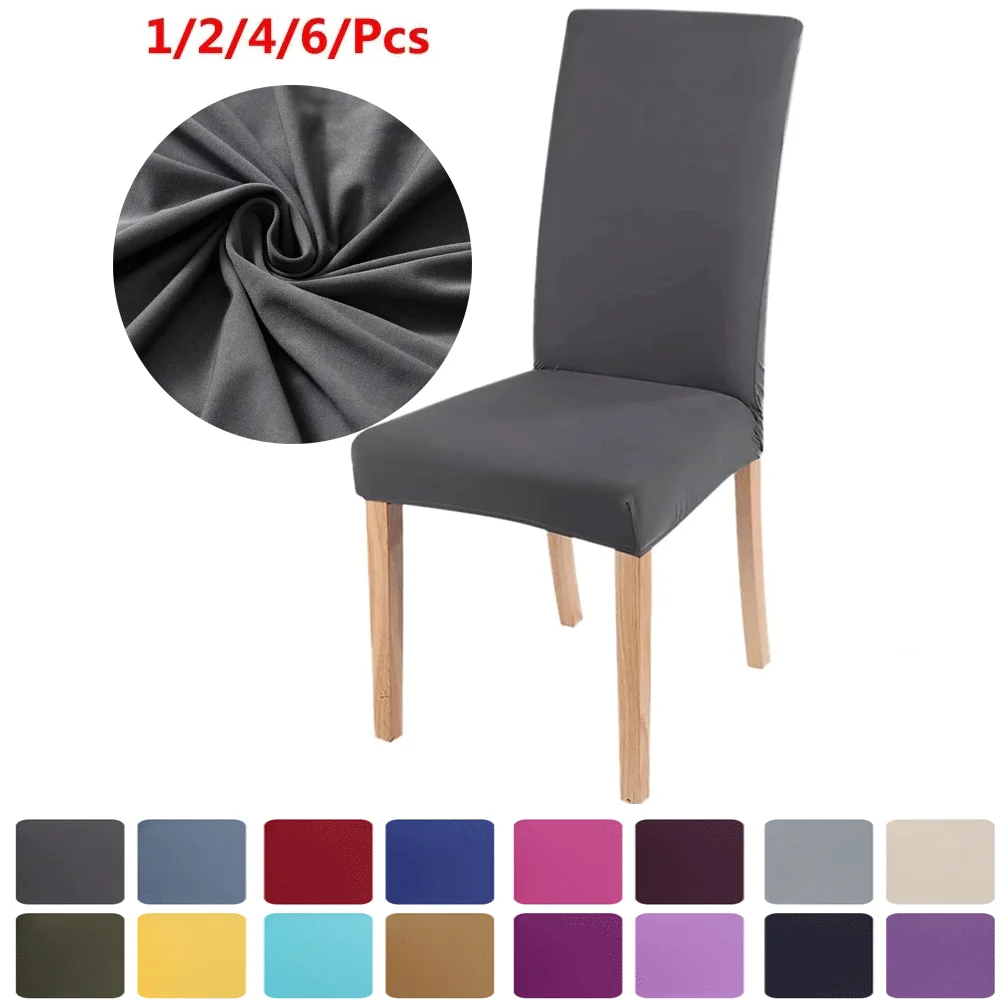 

1/2/4/6pcs Solid Color Chair Cover Spandex Stretch Elastic Chair Slipcovers Protectors For Dining Room Party Wedding Banquet