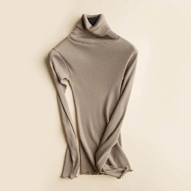 Женский эластичный пуловер с длинным рукавом и круглым вырезом|Футболки| |