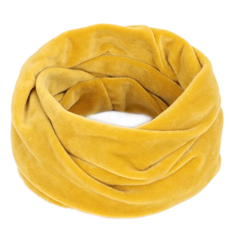 Yellow Новинка, высокое качество, зимний бархатный тканевый шарф-кольцо, женские теплые шарфы для шеи, мягкие, удобные, модные, одноцветные - Цвет: Yellow