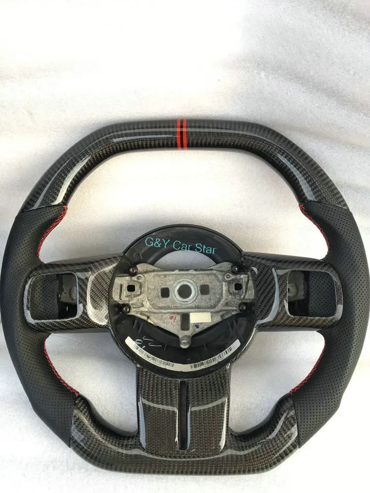 Flat Bottom Top Carbon Fiber/Leather Car Steering Wheel For Jeep Wrangler | Автомобили и мотоциклы