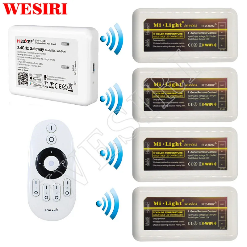 Milight 2 4G 4-Zone WiFi светодиодный контроллер iBox + RF сенсорный пульт CCT двойной белый цвет