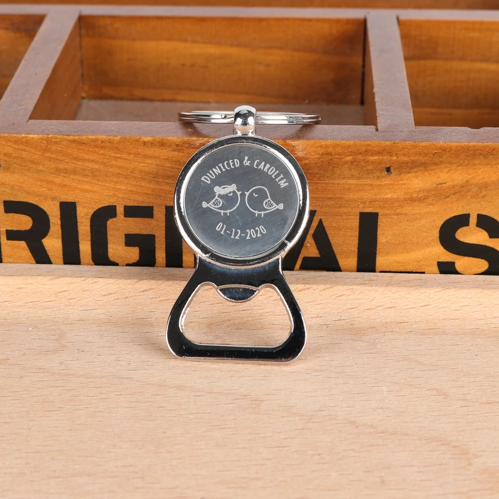 30 шт. персонализированный текст металлический открывалка для бутылок брелок на