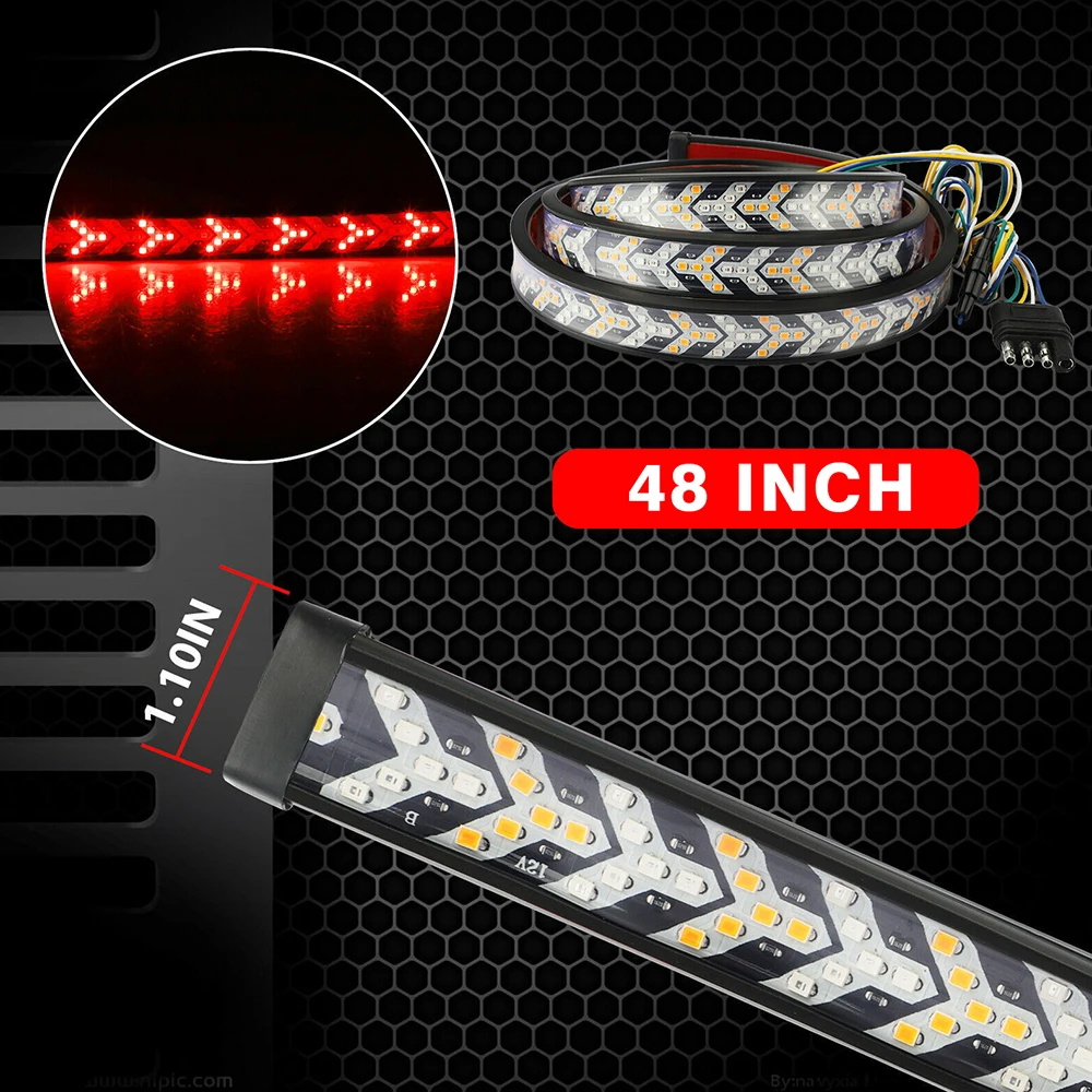 

1 шт. Универсальный 48-дюймовый автомобильный фонарь для задней двери, световая полоса, водонепроницаемая многофункциональная лампа поворота, суперъяркий светодиодный стоп-светильник s