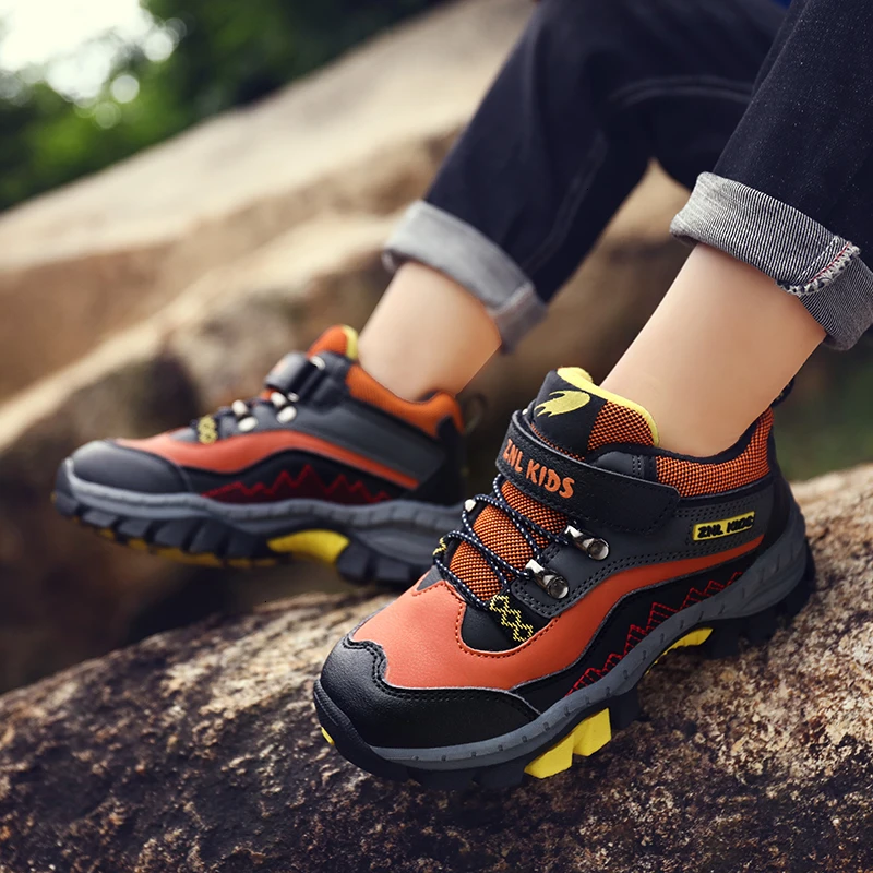 Зимняя детская обувь кожаная Осенняя Водонепроницаемая теплая спортивная для