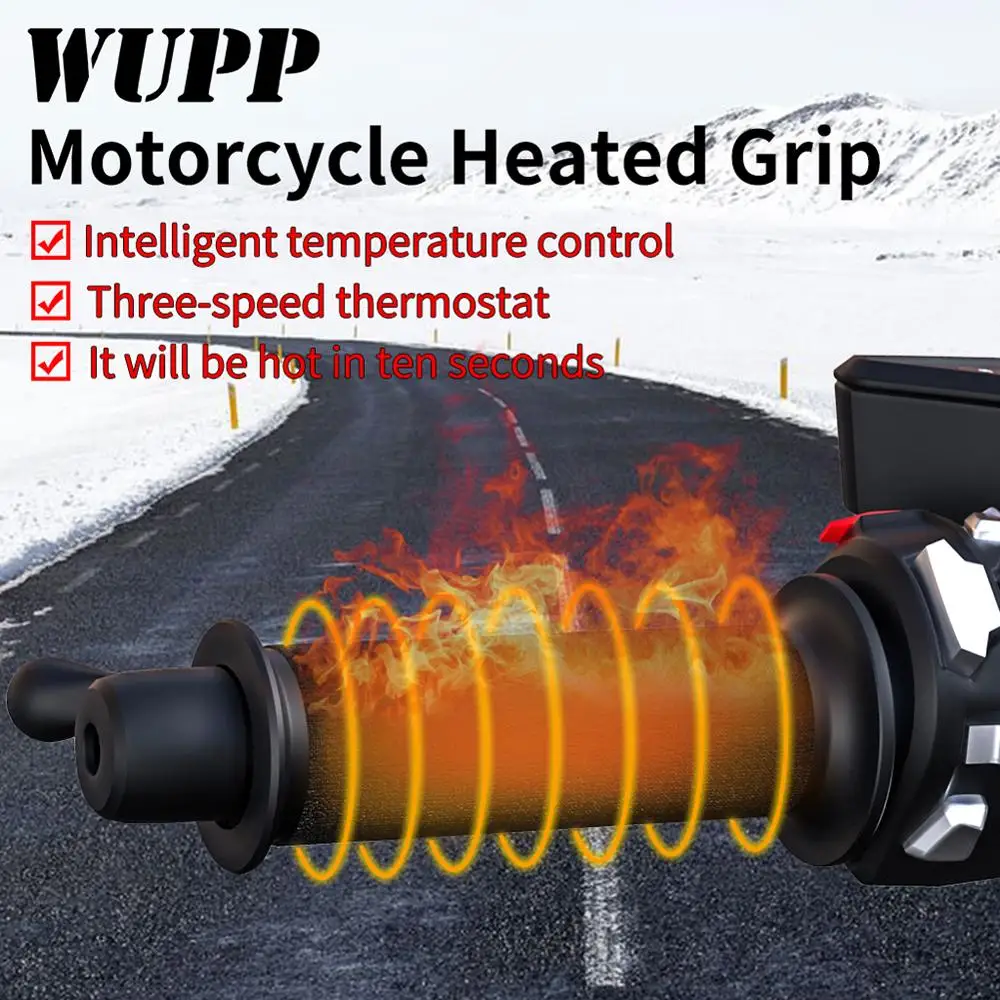 

Universal Motorcycle Handlebar Grips 12V Power Heated Wrap Handle Bar Heater Warmer Scooter Winter Accessories Removable Grips