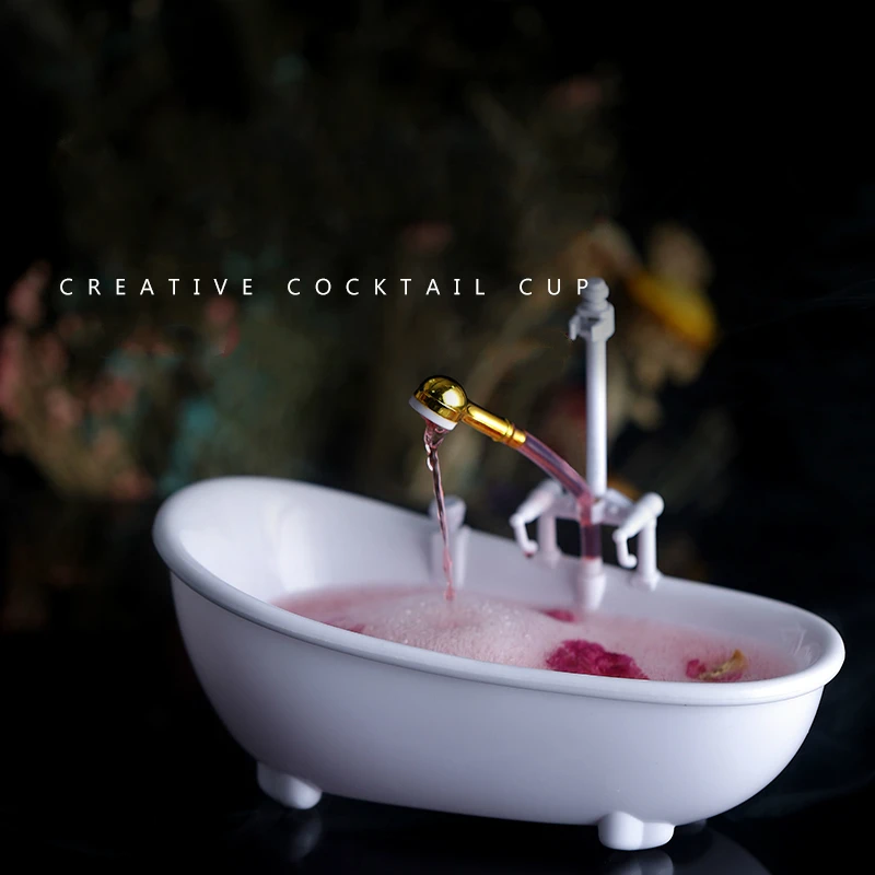 300ml White Bathtub Creative Cocktail Drink Cup Milkshake Beer Cold Personality Spray Water Container Bar Club Decorations | Дом и сад