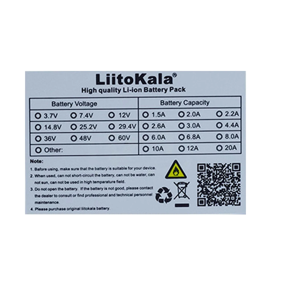 

Genuine/Original LiitoKala 12V 20Ah high power 100A discharge battery pack BMS protection 4 line output 500W 800W 18650 battery