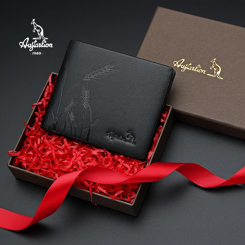 AUGTARLION высокое качество мужские кошельки натуральная кожа короткая молния
