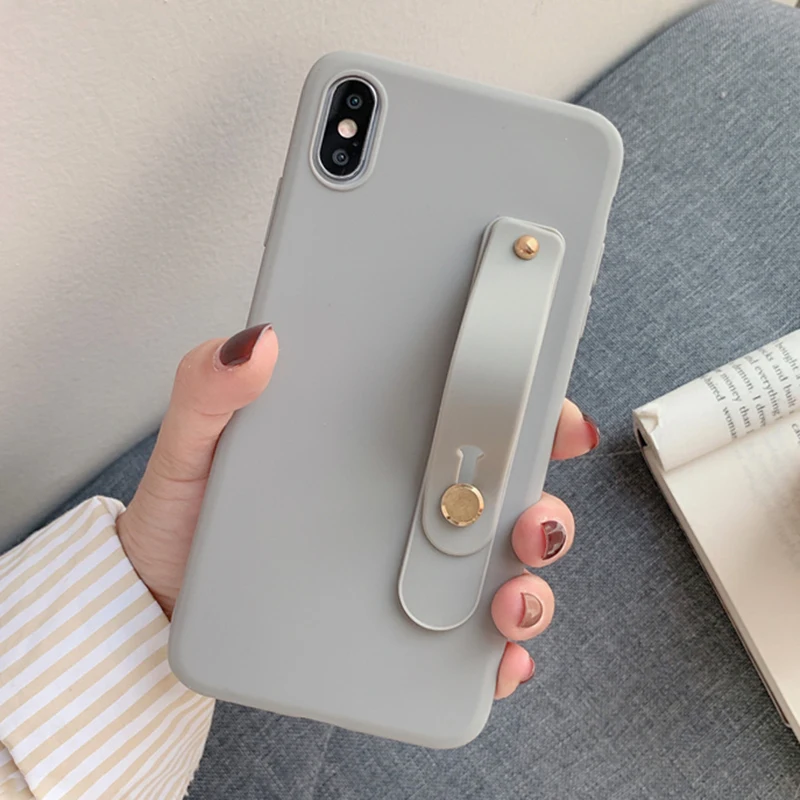 WristStand Gray Простой матовый чехол из ТПУ с подставкой для Motorola Moto G7 power G6 Plus G5S G5 E5 Play E4+ X4 C Z3 наручный ремешок чехол - Цвет: WristStand Gray