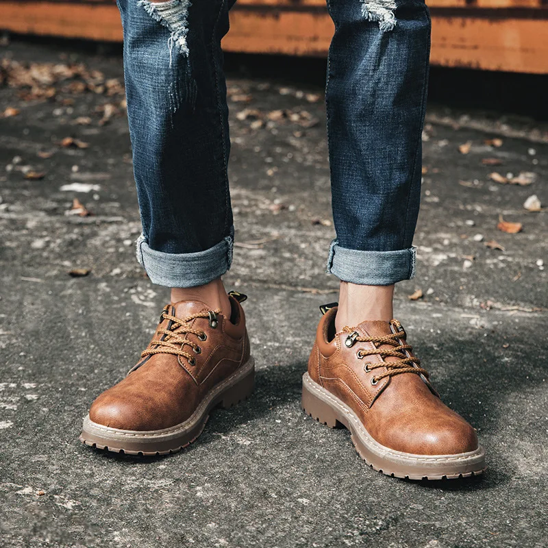 2020 мужские повседневные кожаные ботинки мартинсы рабочие защитные зимние
