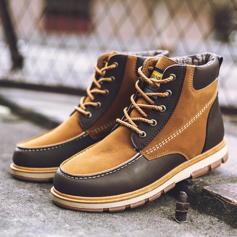 

Ботильоны мужские из натуральной кожи, теплые рабочие водонепроницаемые ботинки на толстом меху, зимняя обувь, большие размеры до 2019