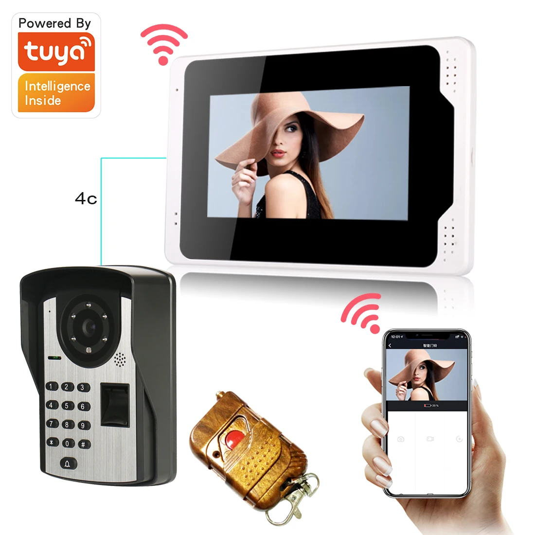 

2022 Tuya WiFi Video Doorbell 1080P 7inch TFT Motion Detection Fingerprint Password Unlock Office Villa Home Smart Intercom