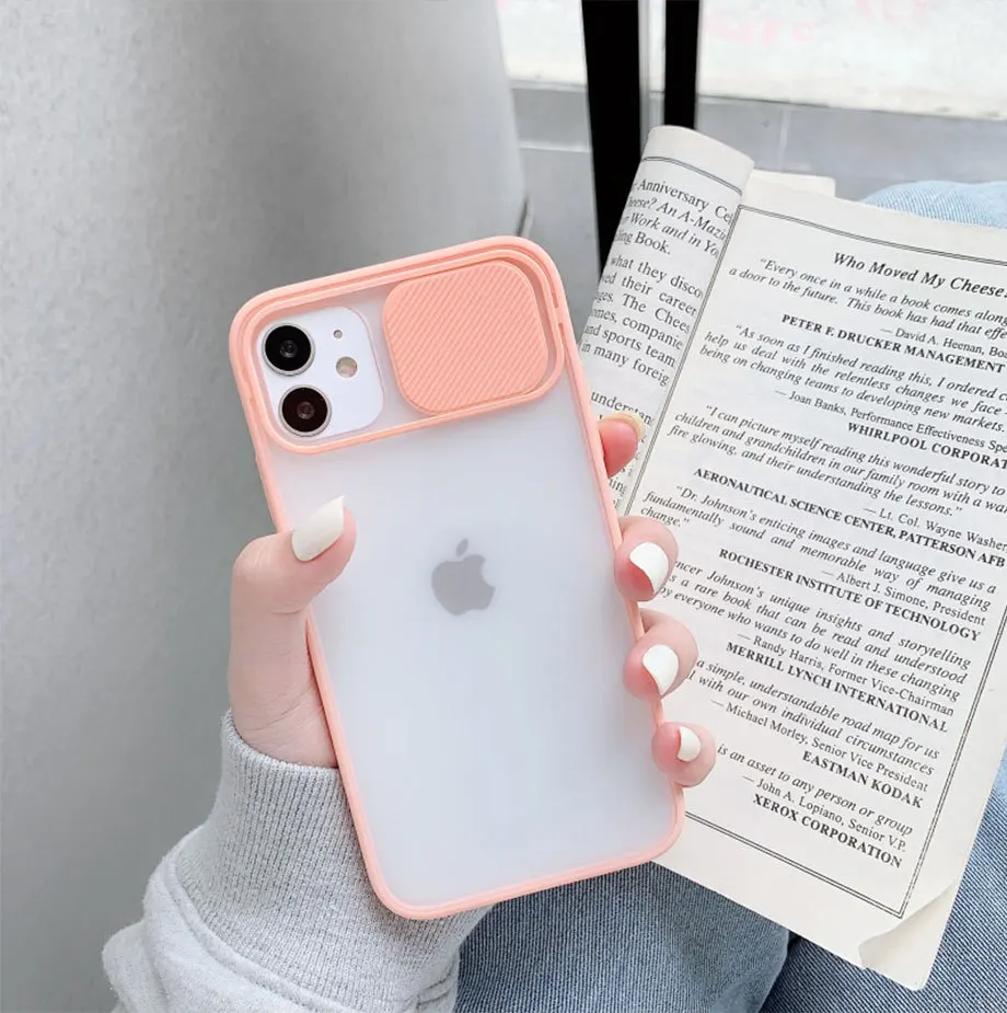 

PANFU Slide Camera Lens Protection Phone Case For iPhone 11 Pro XR XS Max SE 6S 8 Plus X Matte Transparent Soft Back Cover Shell